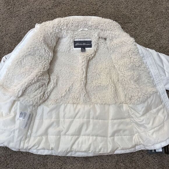 NWT Eddie Bauer Womens White Jacket Down Highland Snow Puffer Soft Shell Ski‎ XS - Picture 9 of 16
